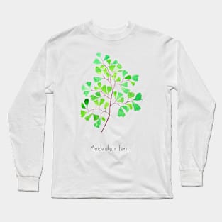 maidenhair fern watercolor Long Sleeve T-Shirt